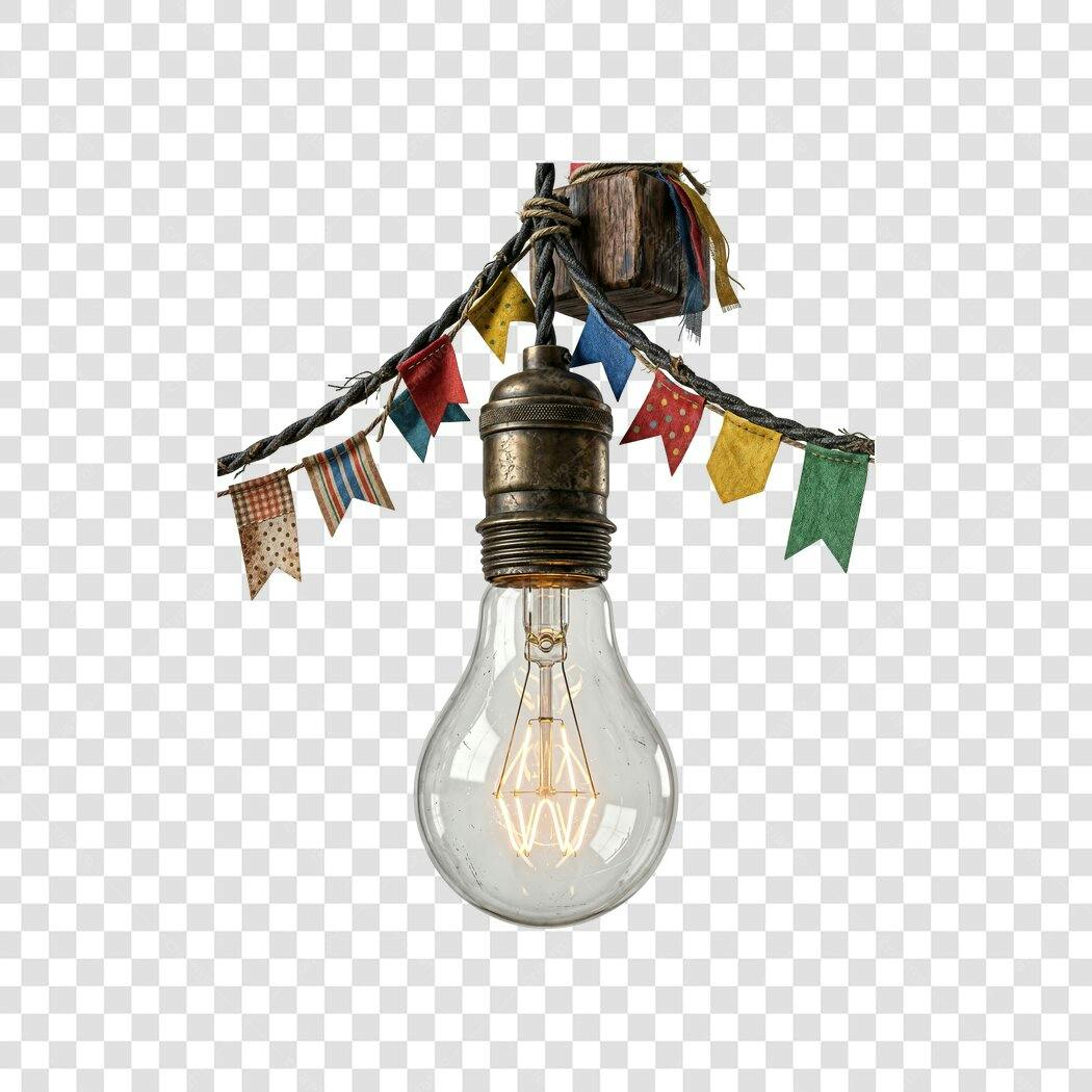 Elemento 3D Lâmpada Festa Junina São João PNG Fundo Transparente