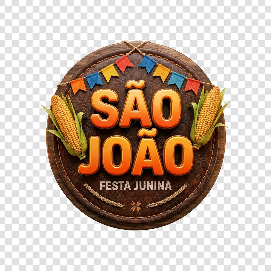 Elemento 3D São João Festa Junina Junho PNG Fundo Transparente