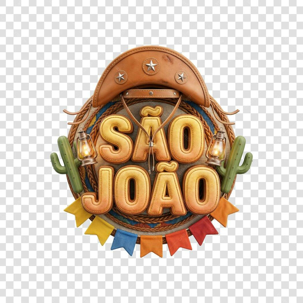 Elemento 3D São João Festa Junina Junho PNG Fundo Transparente