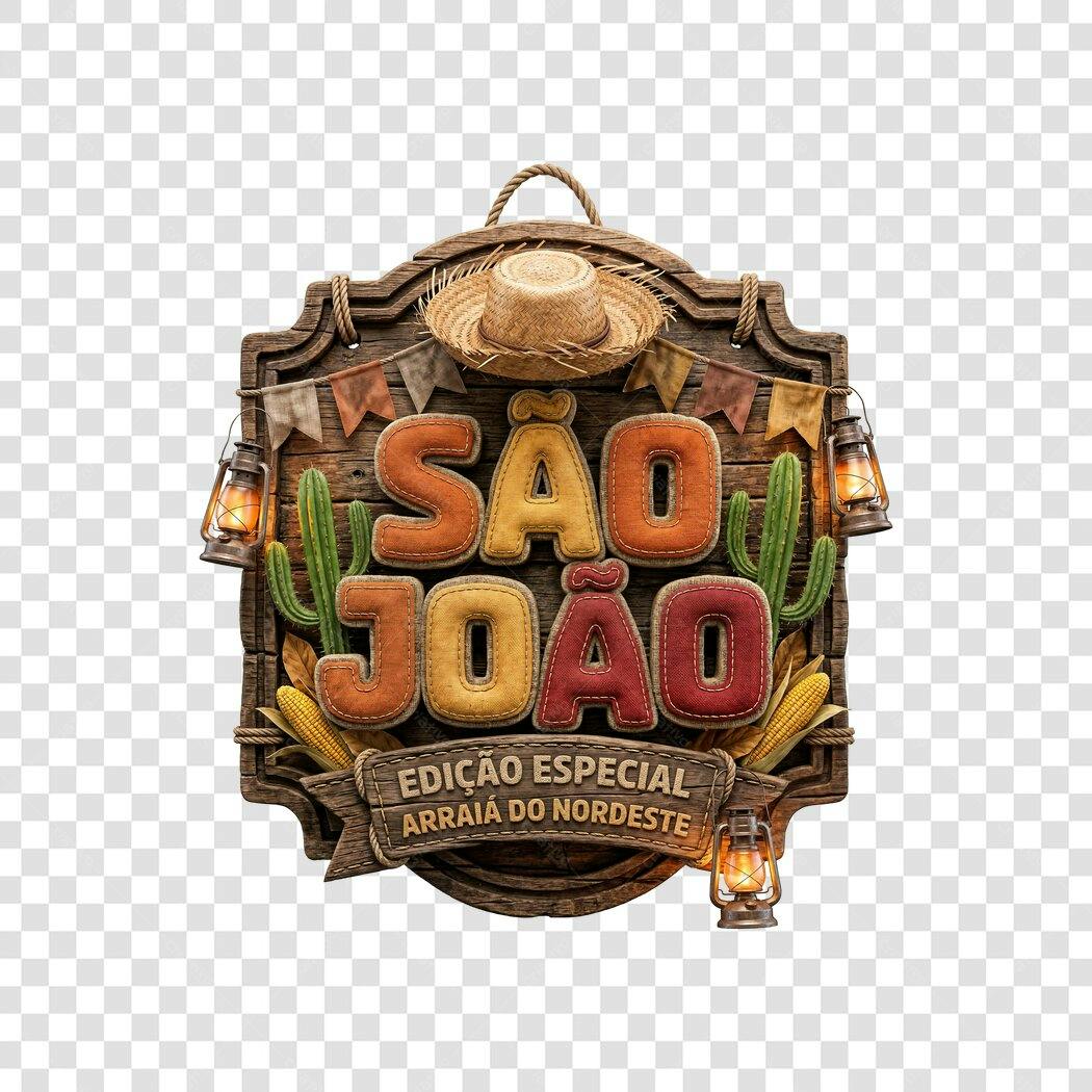Elemento 3D São João Edição Especial Junho PNG Fundo Transparente