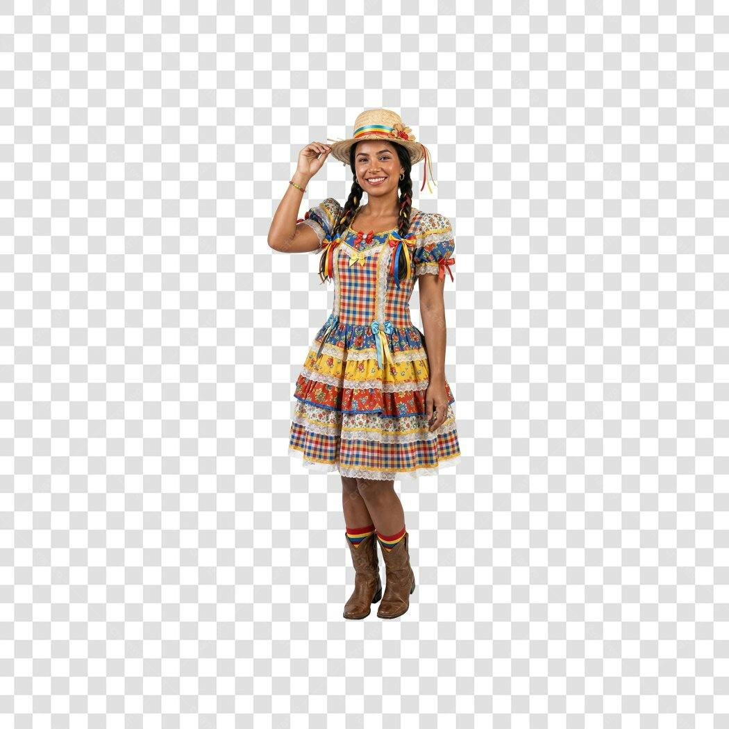 Foto Recortada Mulher Festa Junina São João PNG Fundo Transparente