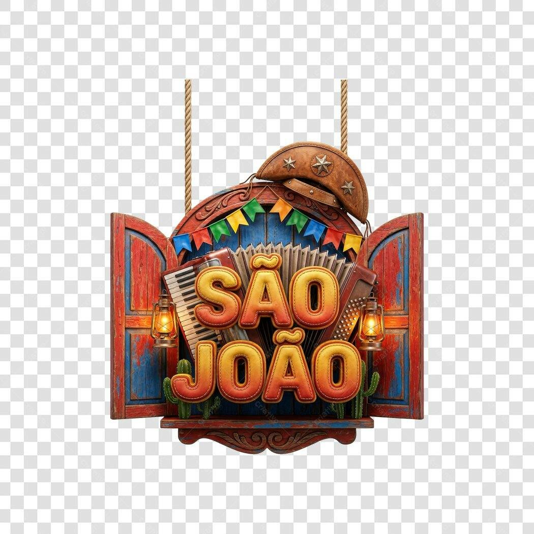 Elemento 3D São João Festa Junina Junho PNG Fundo Transparente