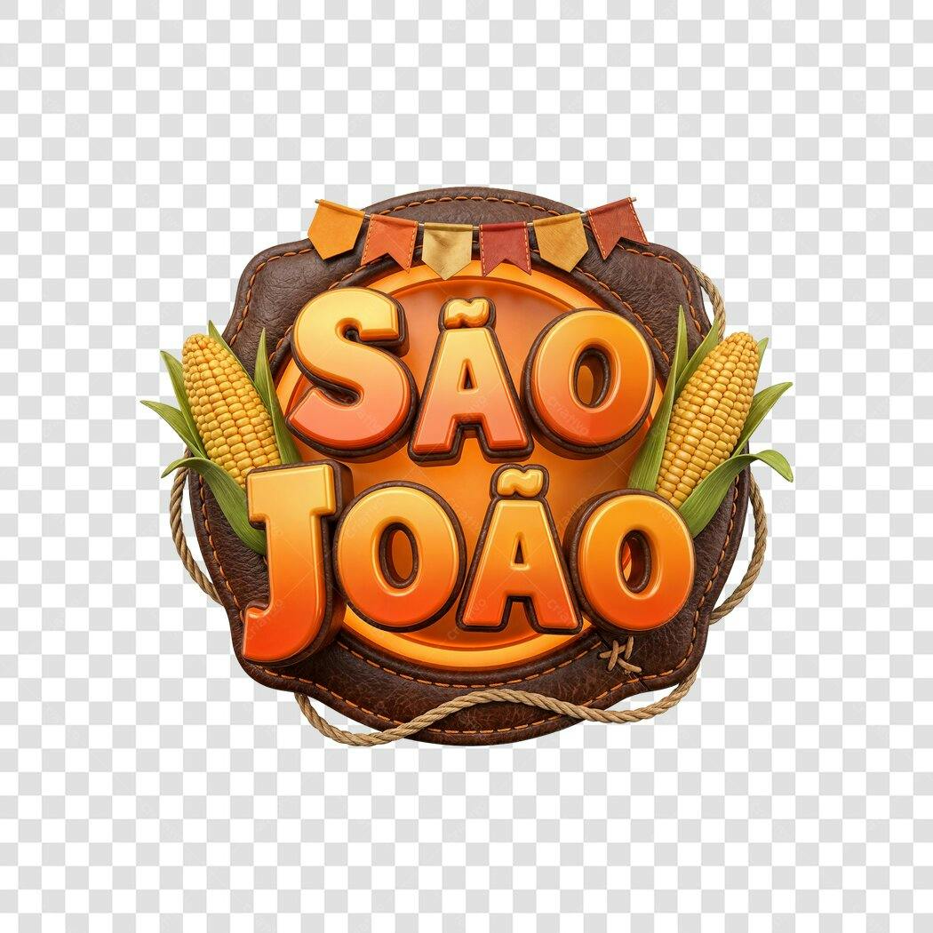 Elemento 3D São João Festa Junina Junho PNG Fundo Transparente