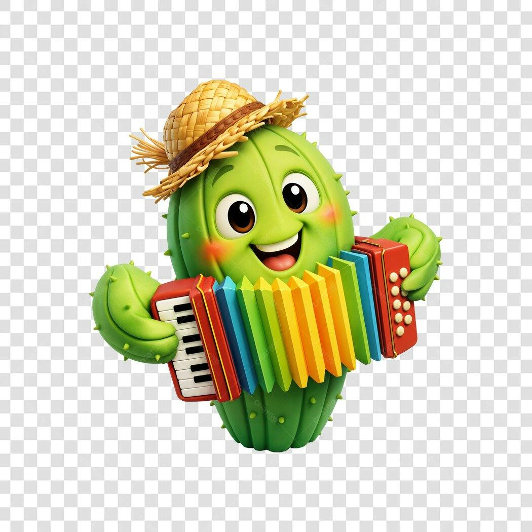 Personagem Ilustrado Cacto Festa Junina Junho PNG Fundo Transparente