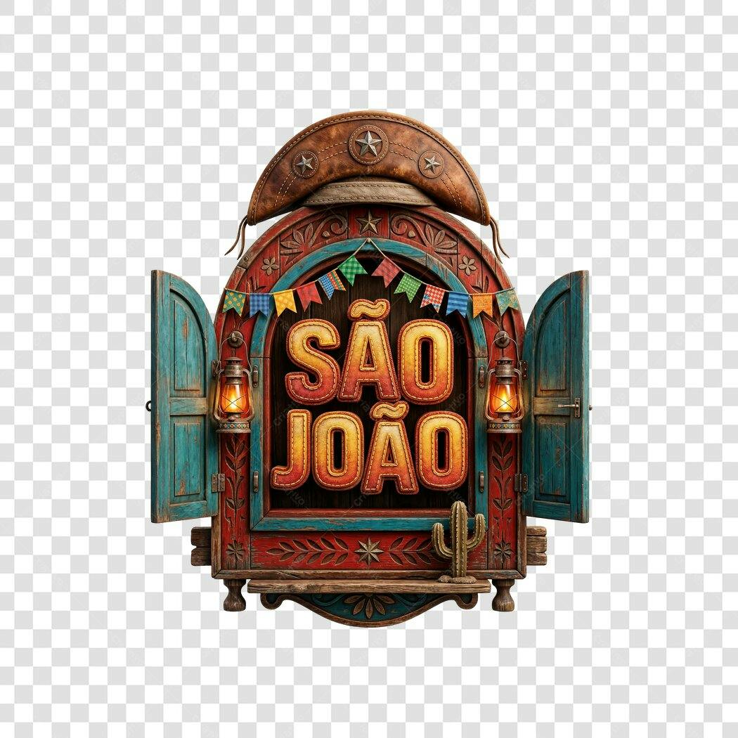 Elemento 3D São João Festa Junina Junho PNG Fundo Transparente