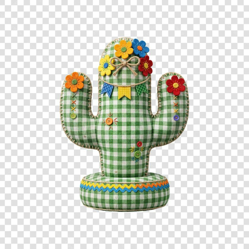 Elemento 3D Cacto Festa Junina São João PNG Fundo Transparente