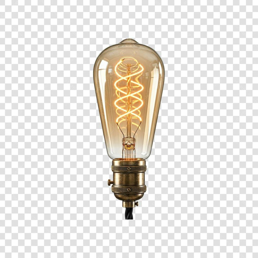 Foto Recortada Lâmpada Filamento Edison Vintage PNG Fundo Transparente