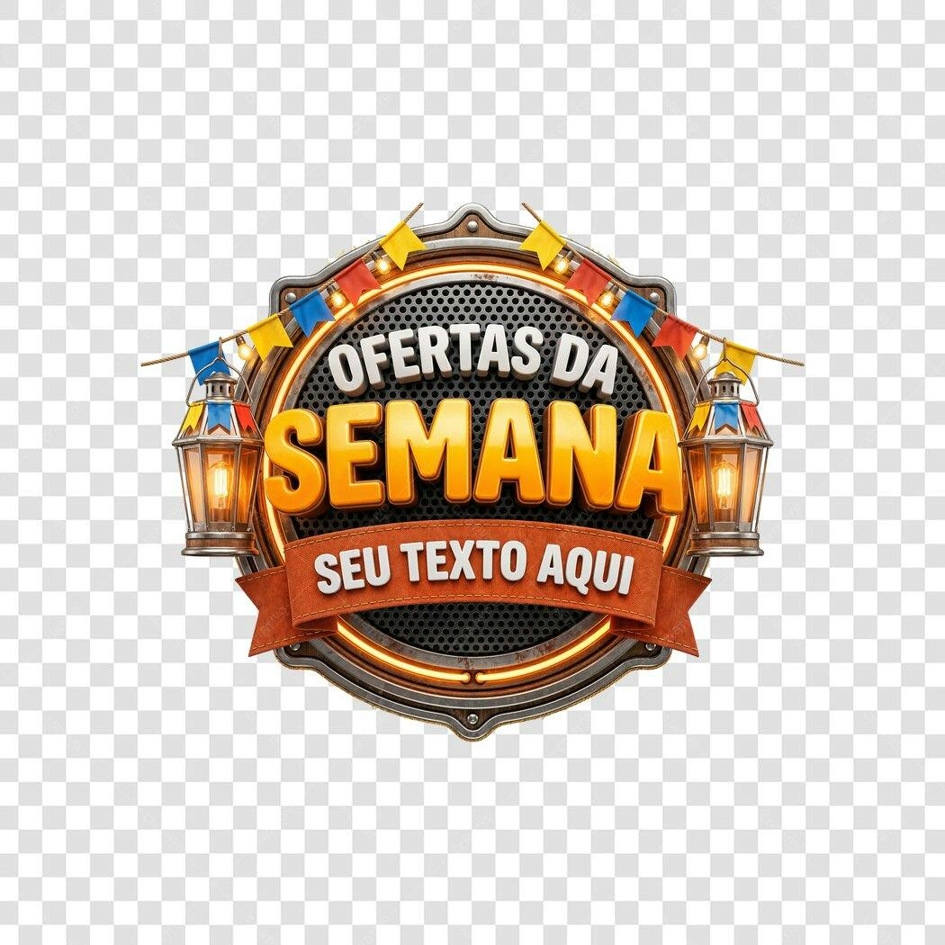 Elemento 3D Ofertas da Semana Festa Junina PNG Fundo Transparente