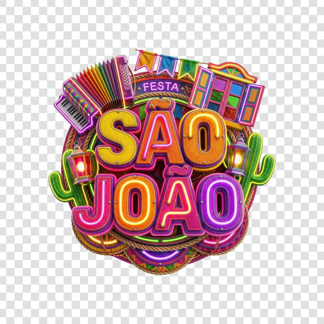 Elemento 3D São João Festa Junina Junho PNG Fundo Transparente