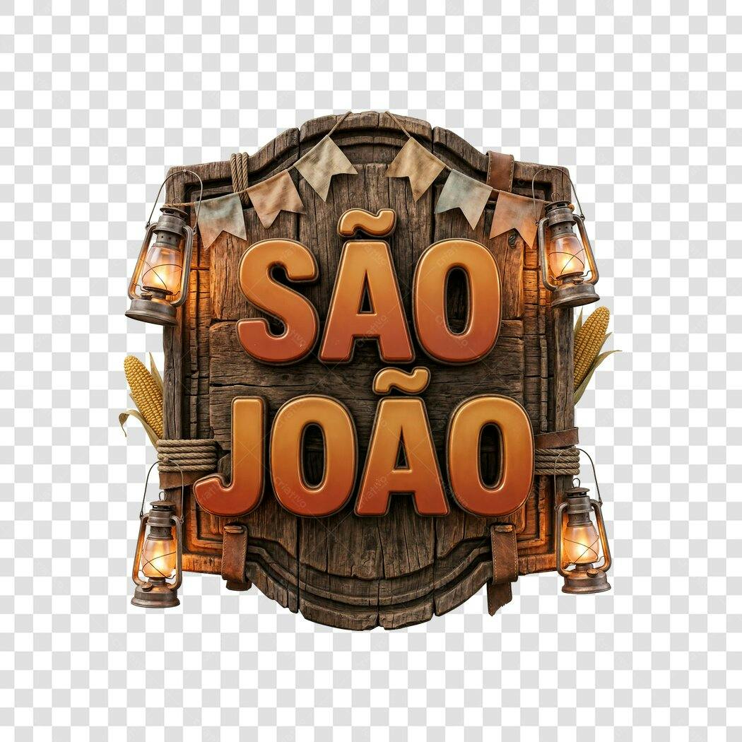 Elemento 3D São João Festa Junina Junho PNG Fundo Transparente