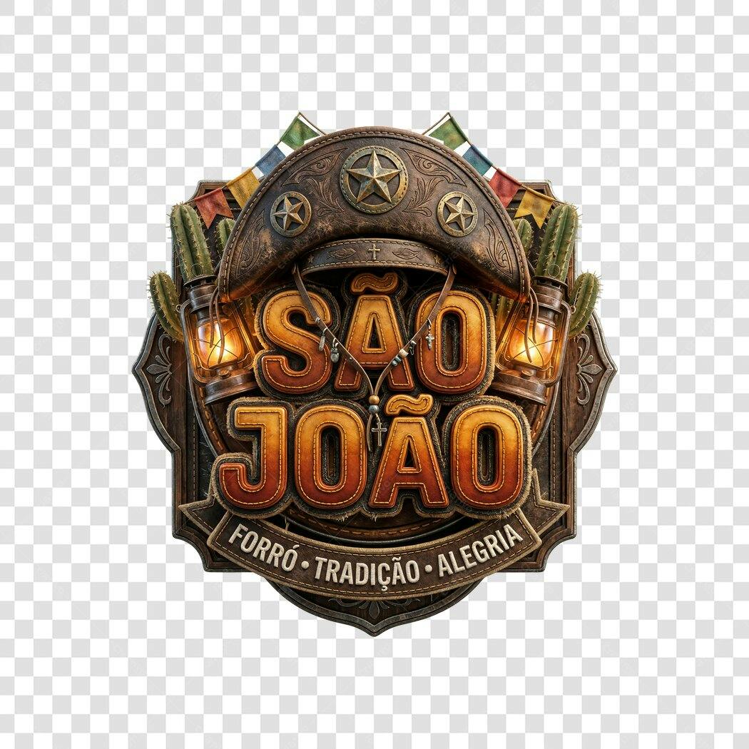 Elemento 3D São João Forró Tradição Junho PNG Fundo Transparente