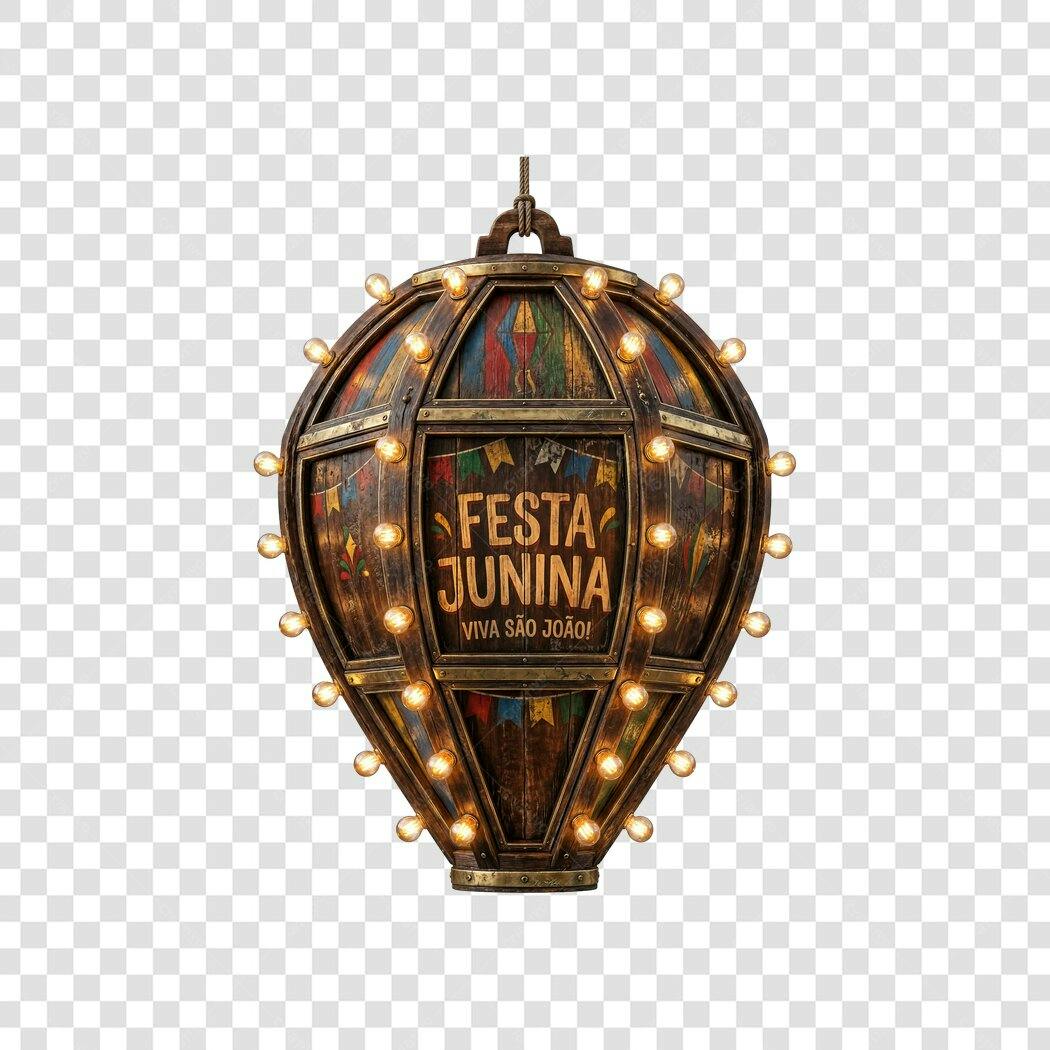 Elemento 3D Balão Festa Junina Junho PNG Fundo Transparente