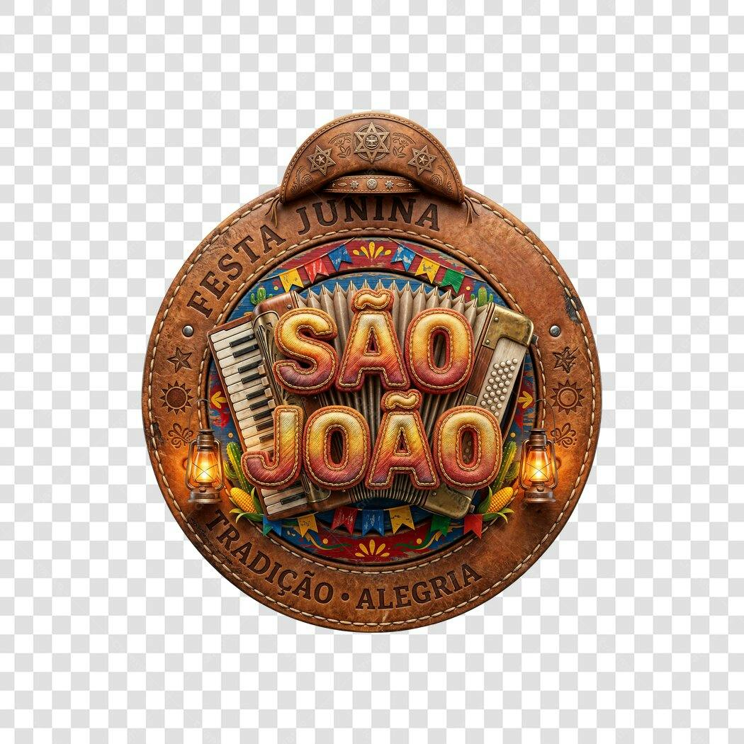 Elemento 3D São João Festa Junina Junho PNG Fundo Transparente