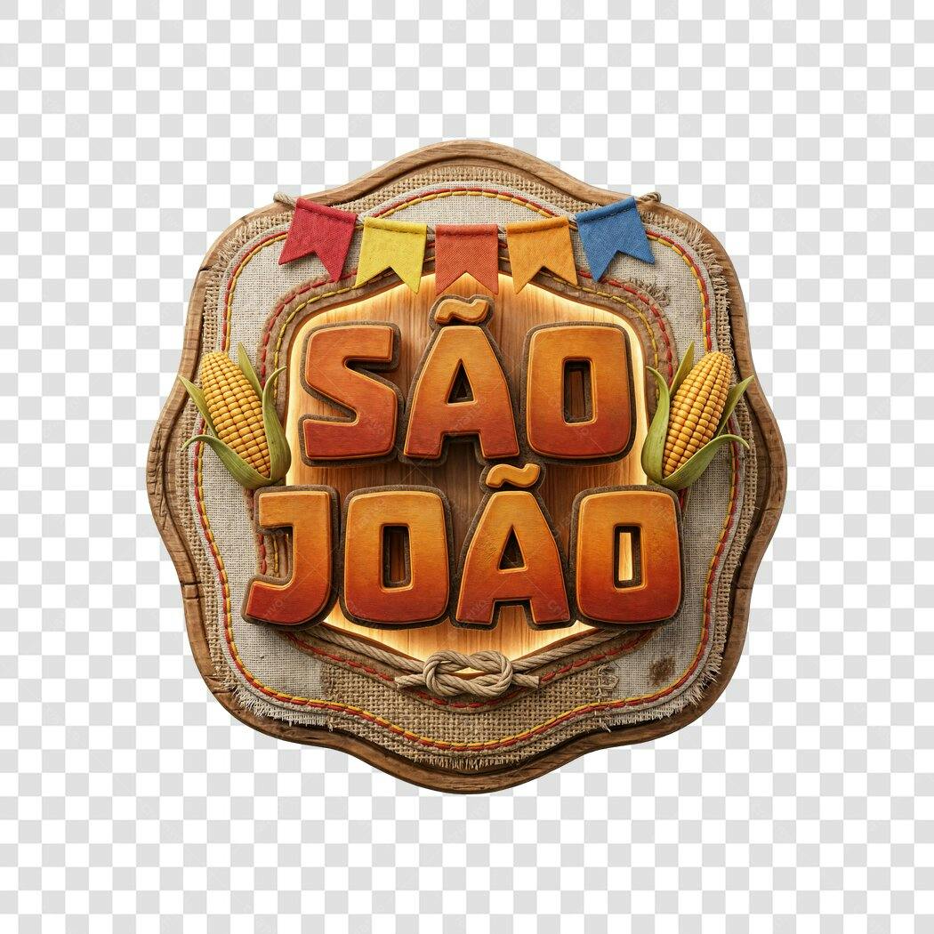 Elemento 3D São João Festa Junina Junho PNG Fundo Transparente