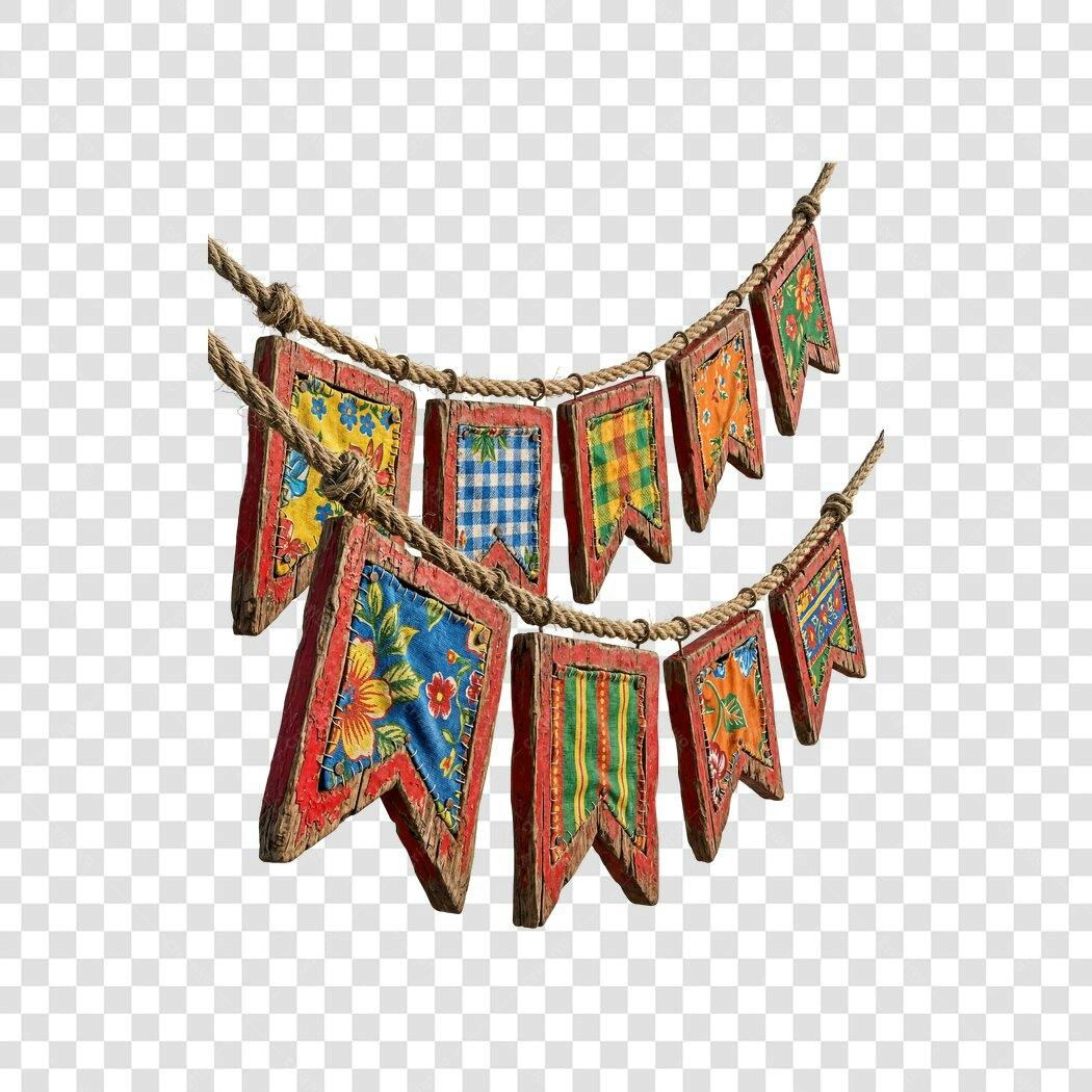 Clipart Bandeirinhas Festa Junina Junho PNG Fundo Transparente