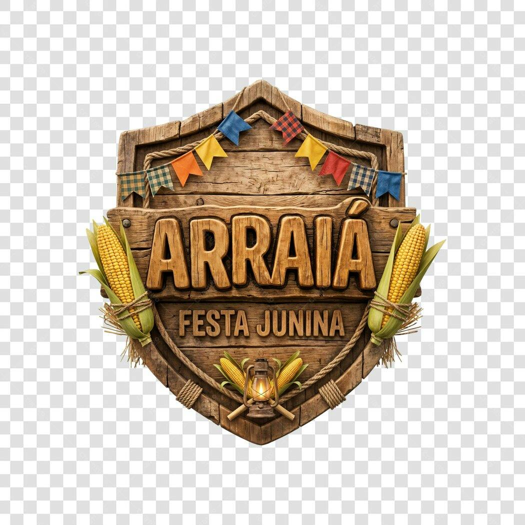 Elemento 3D Arraiá Festa Junina Junho PNG Fundo Transparente