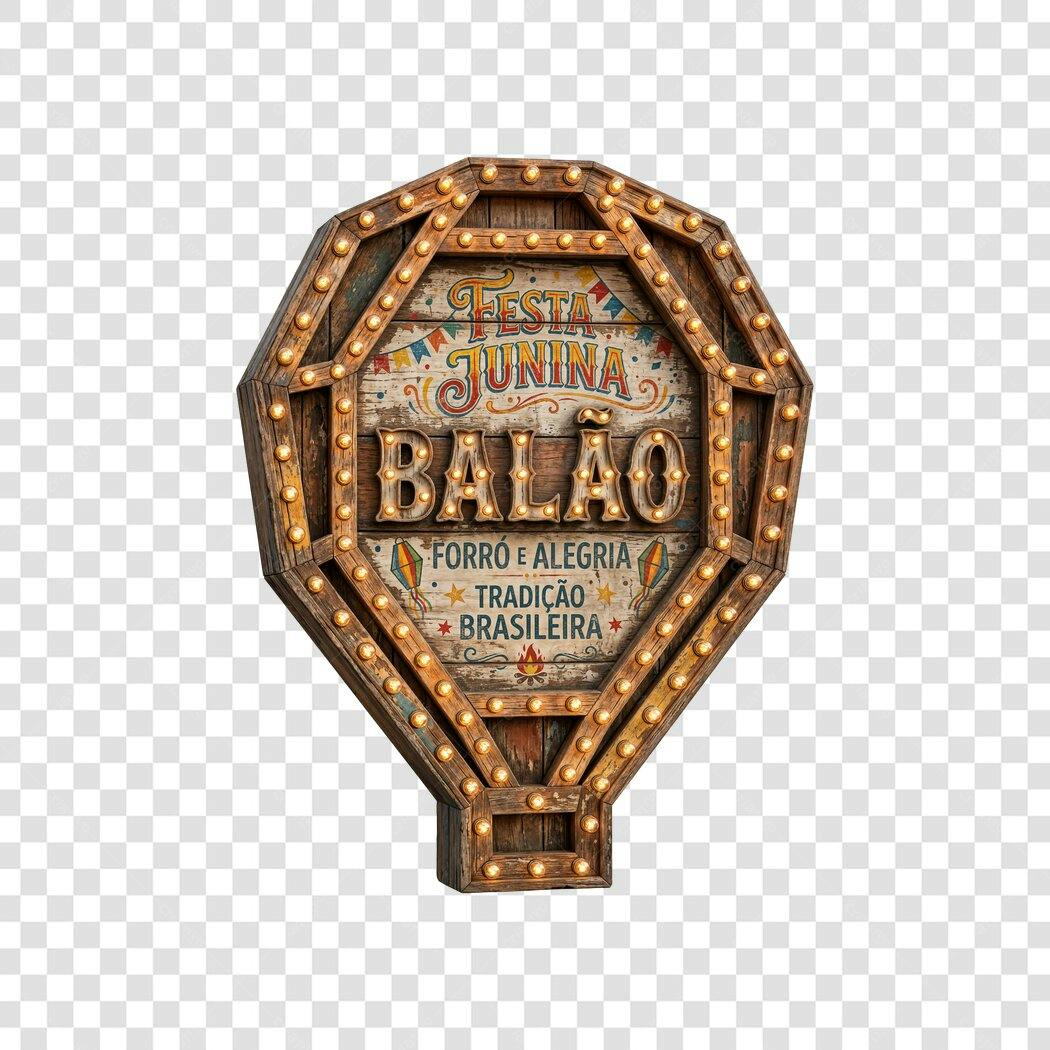 Elemento 3D Balão Festa Junina Junho PNG Fundo Transparente