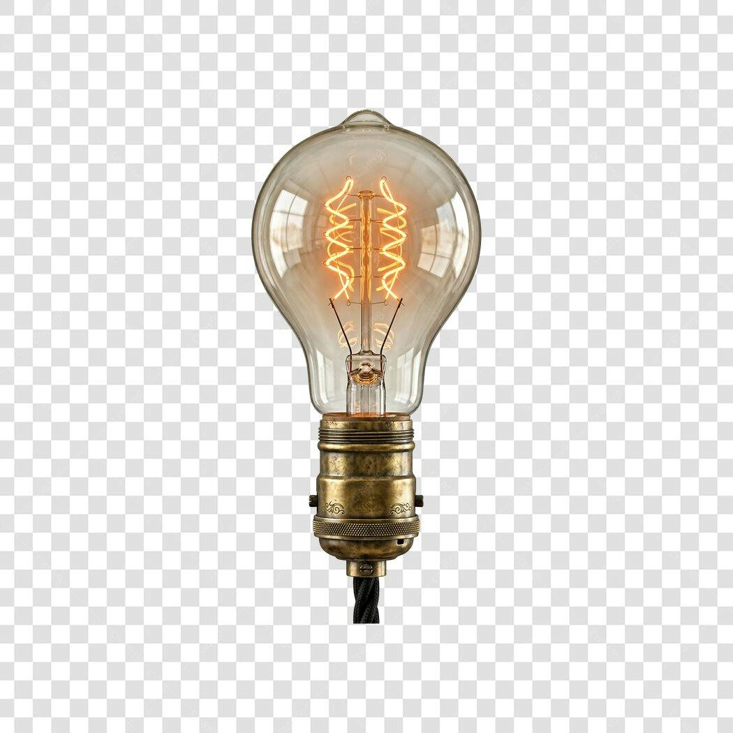 Foto Recortada Lâmpada Edison Vintage PNG Fundo Transparente