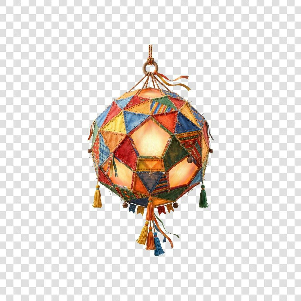 Elemento Decorativo Lanterna Festa Junina Colorida PNG Fundo Transparente