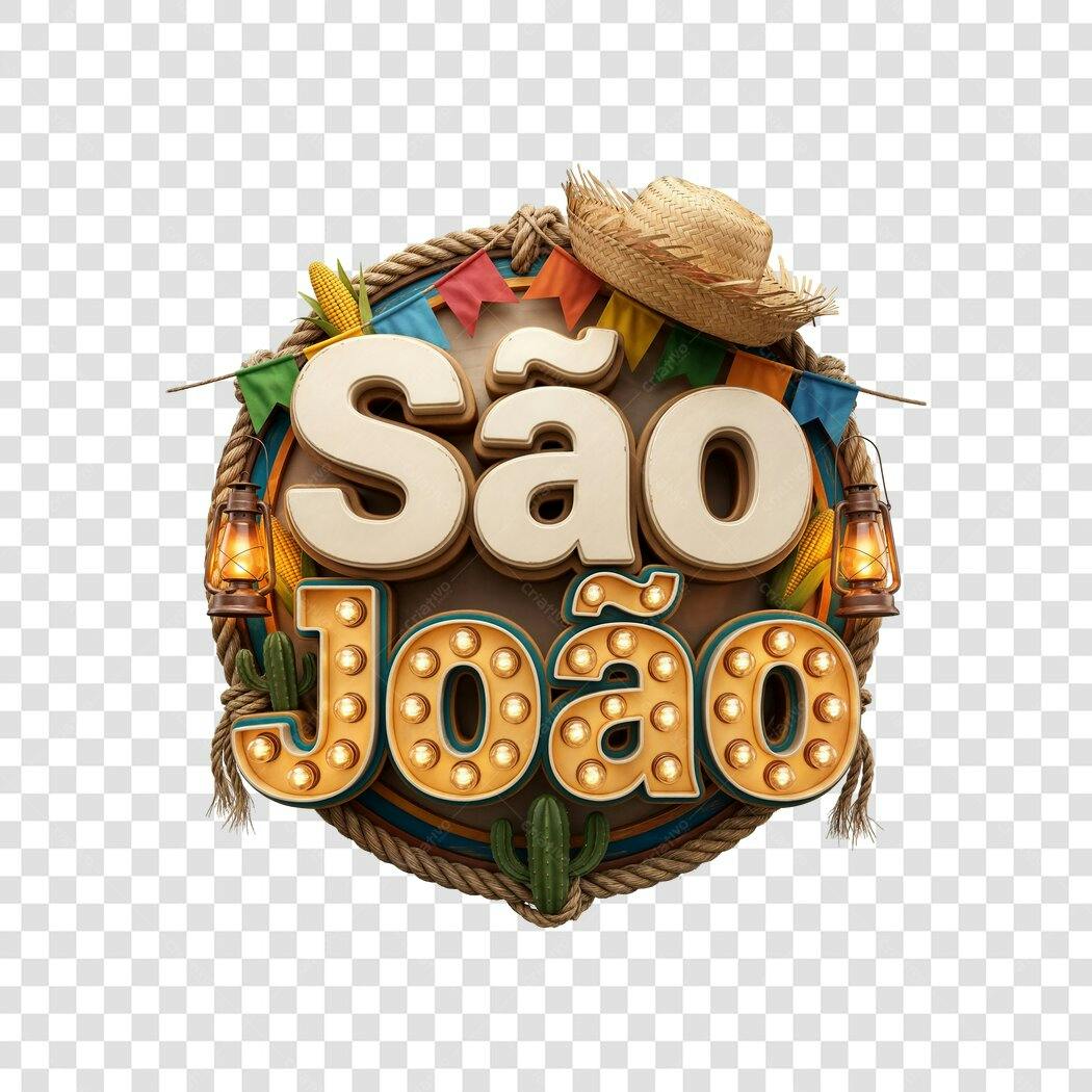 Elemento 3D São João Festa Junina Junho PNG Fundo Transparente
