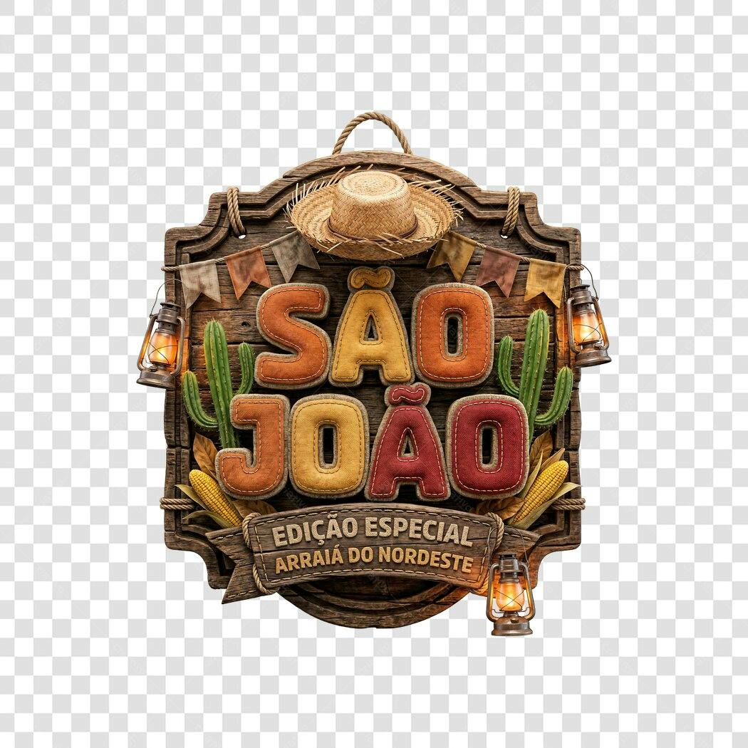 Elemento 3D São João Edição Especial Junho PNG Fundo Transparente