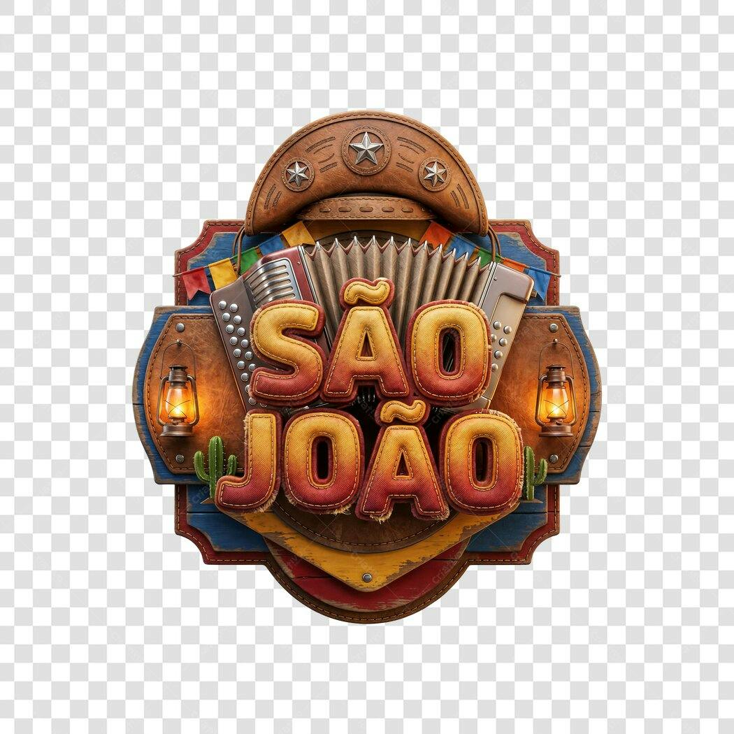 Elemento 3D São João Festa Junina Junho PNG Fundo Transparente
