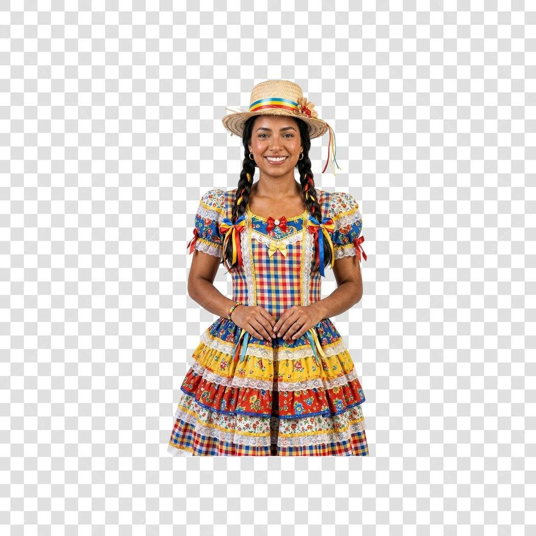 Foto Recortada Mulher Festa Junina São João Junho PNG Fundo Transparente