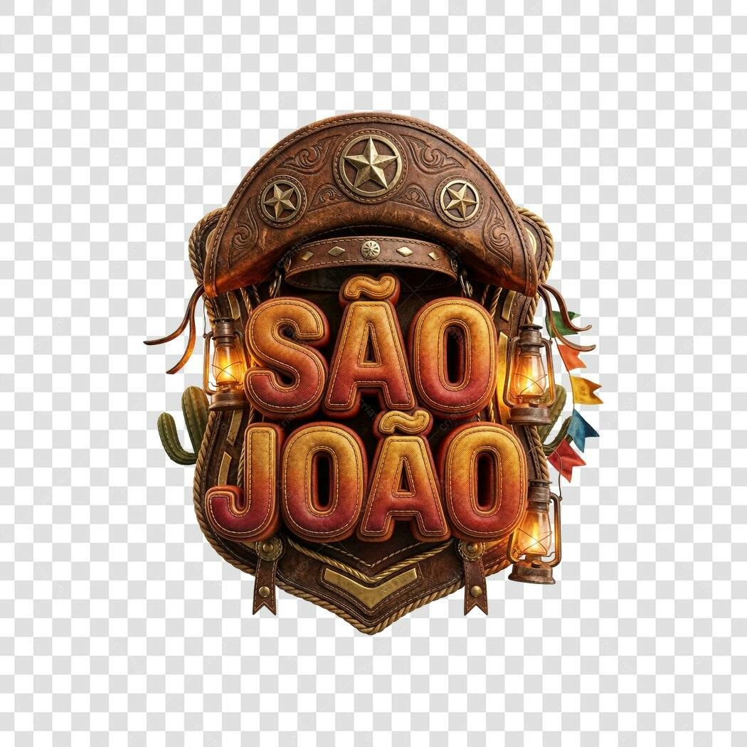 Elemento 3D São João Festa Junina Junho PNG Fundo Transparente