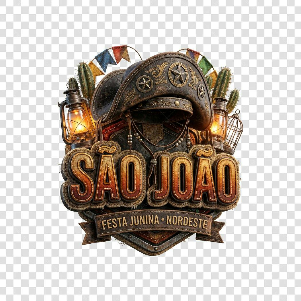 Elemento 3D São João Festa Junina Nordeste PNG Fundo Transparente