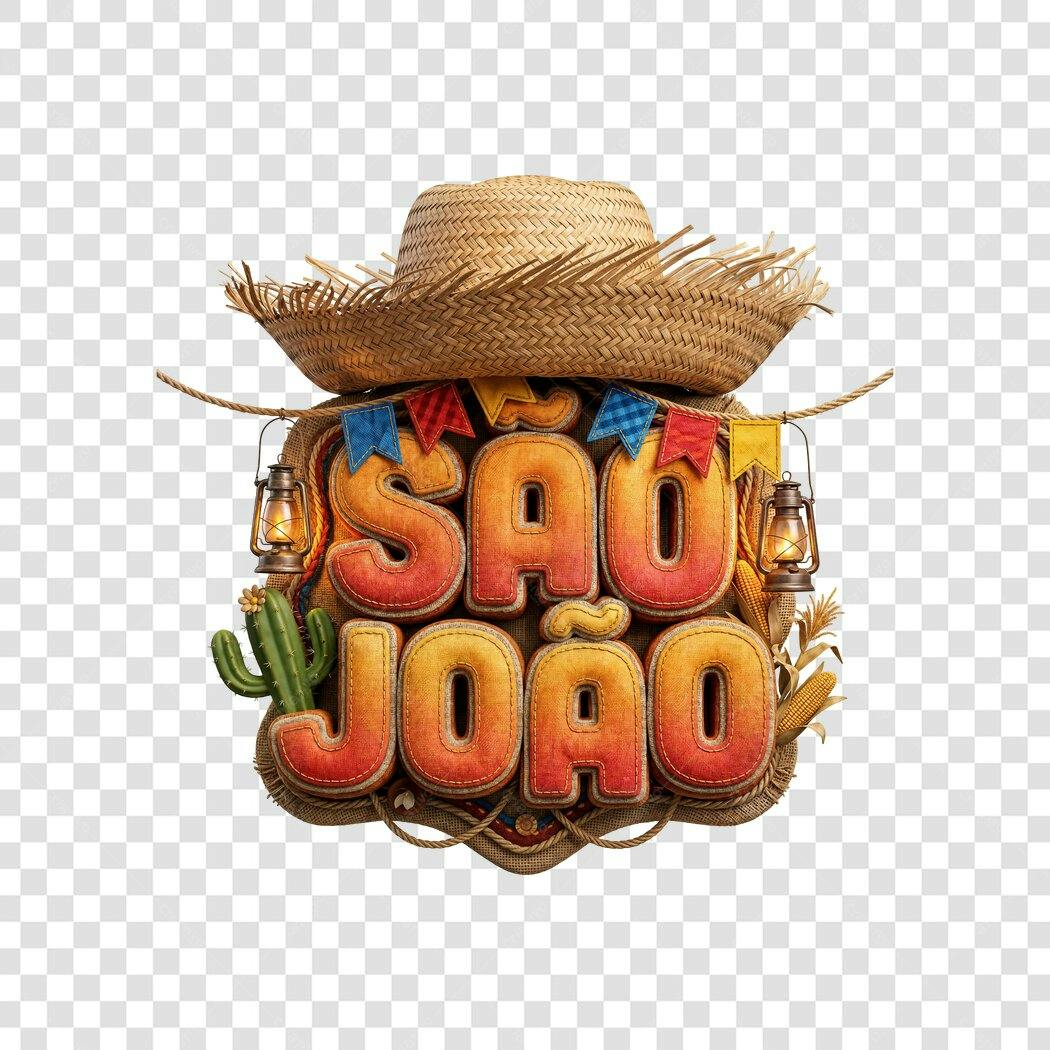 Elemento 3D São João Festa Junina Junho PNG Fundo Transparente