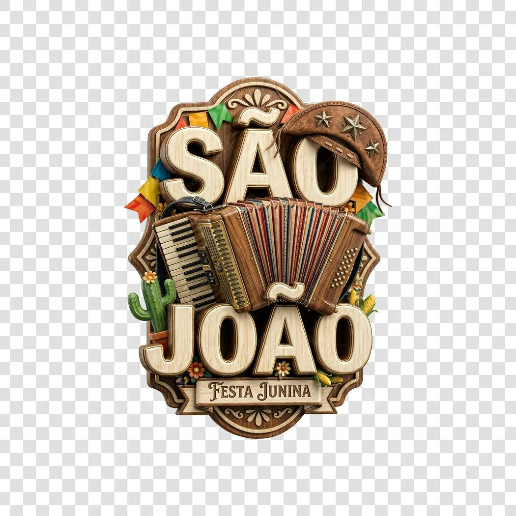 Elemento 3D São João Festa Junina Junho PNG Fundo Transparente
