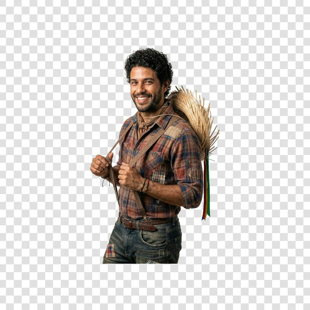 Foto Recortada Homem Caipira Festa Junina Junho PNG Fundo Transparente