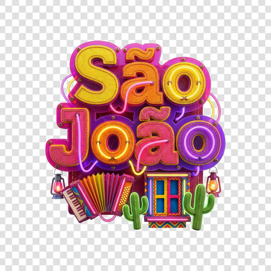 Elemento 3D São João Festa Junina Junho PNG Fundo Transparente