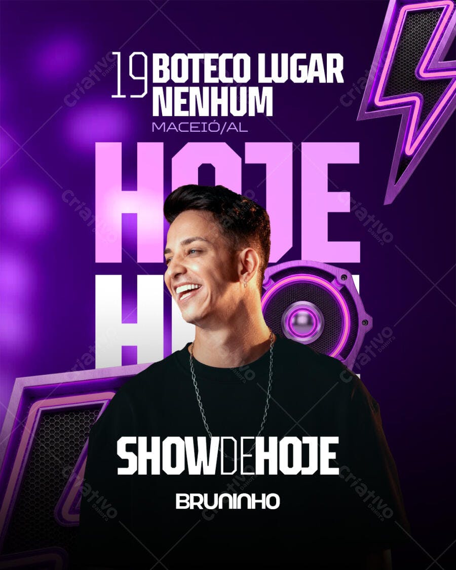 Flyer Balada Show de Hoje Bruninho PSD Editável