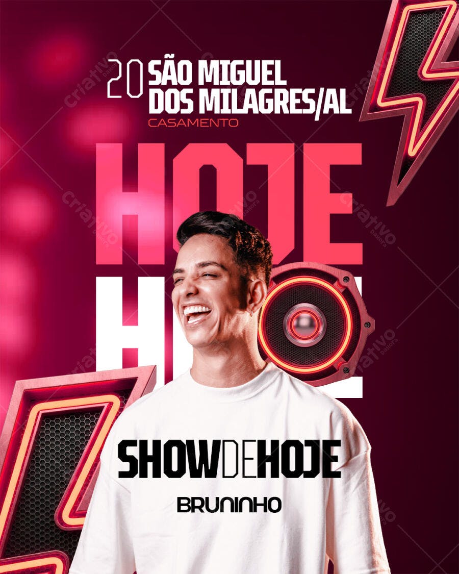 Flyer Show de Hoje Bruninho Casamento PSD Editável