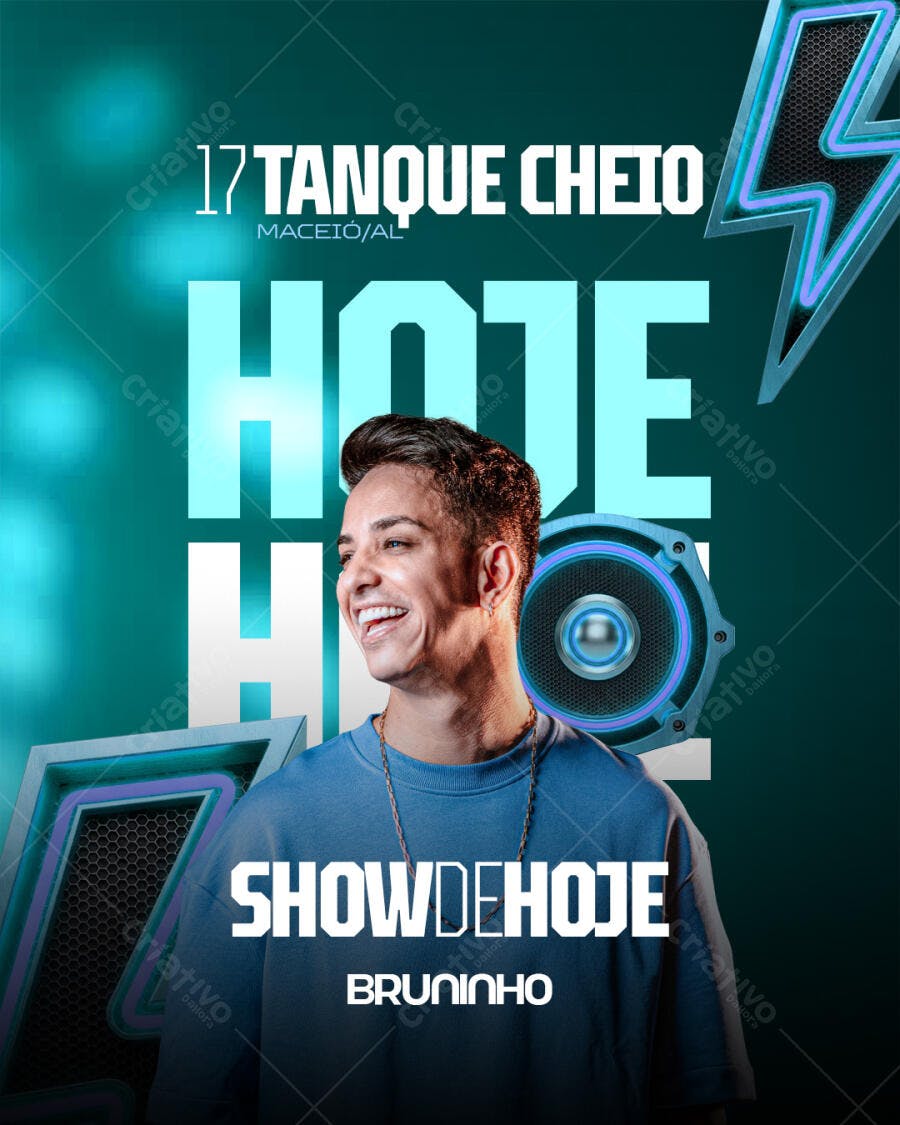 Flyer Show de Hoje Bruninho Tanque Cheio PSD Editável
