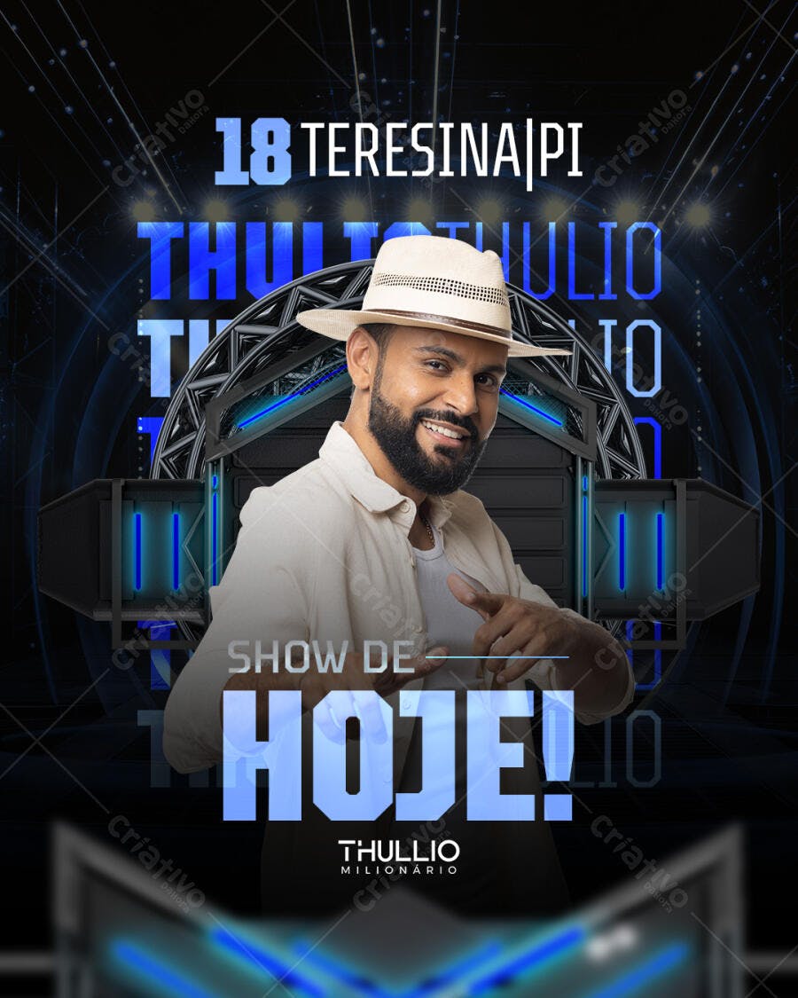 Flyer Show de Hoje Thullio Milionário PSD Editável