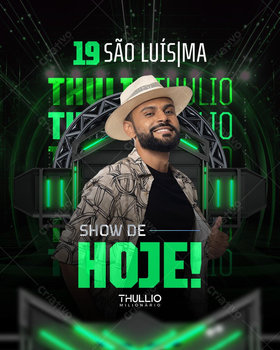 Flyer Show Thullio Milionário São Luís MA PSD Editável