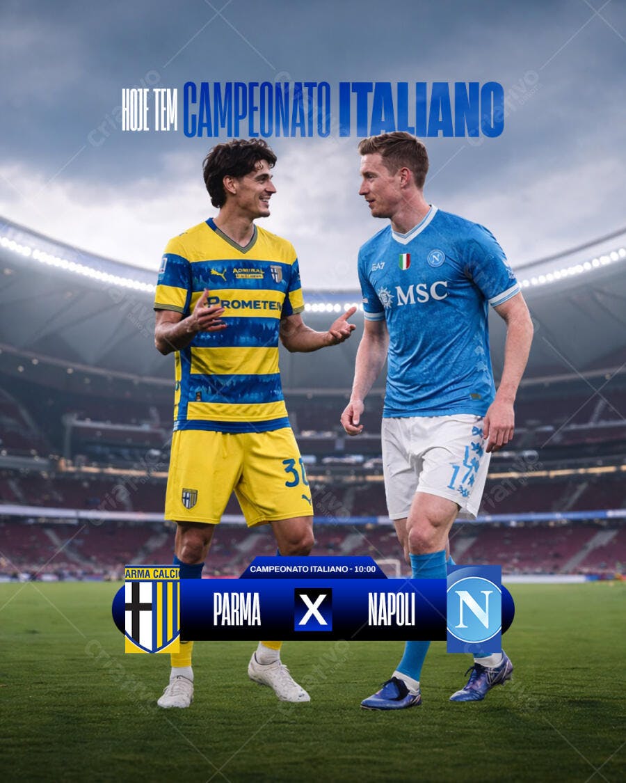 Post Instagram Campeonato Italiano Parma Napoli PSD Editável