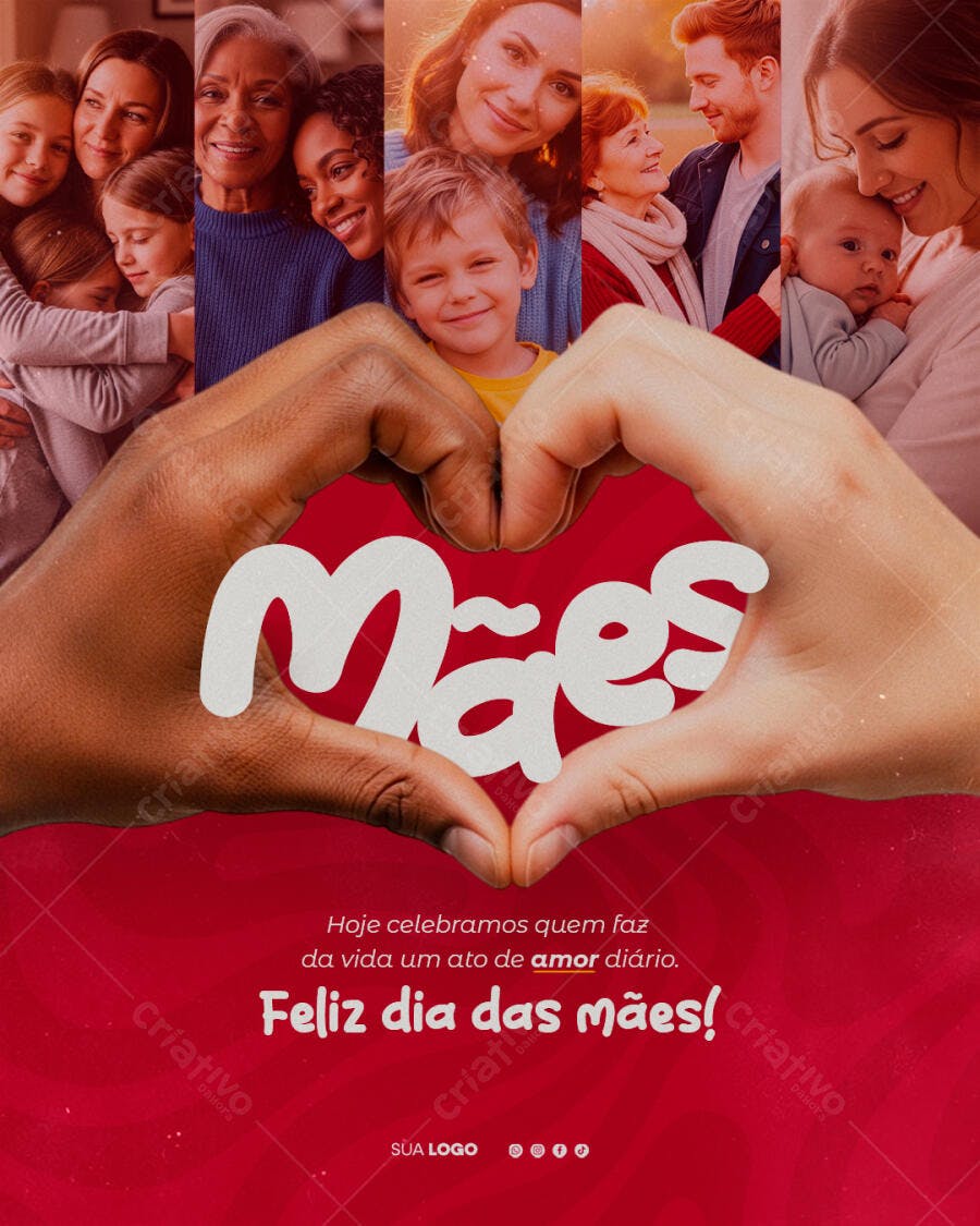 Post Instagram Dia das Mães Família PSD Editável