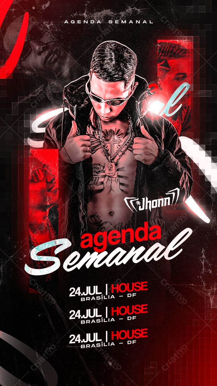 Story Instagram Agenda Semanal Balada House PSD Editável