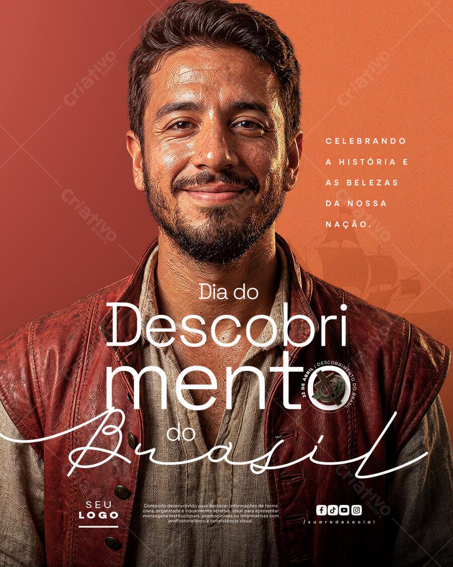 Post Dia do Descobrimento do Brasil PSD Editável