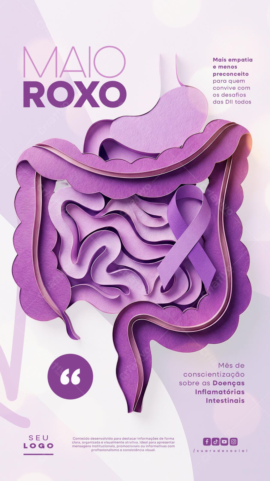 Post Instagram Maio Roxo Conscientização Saúde PSD Editável