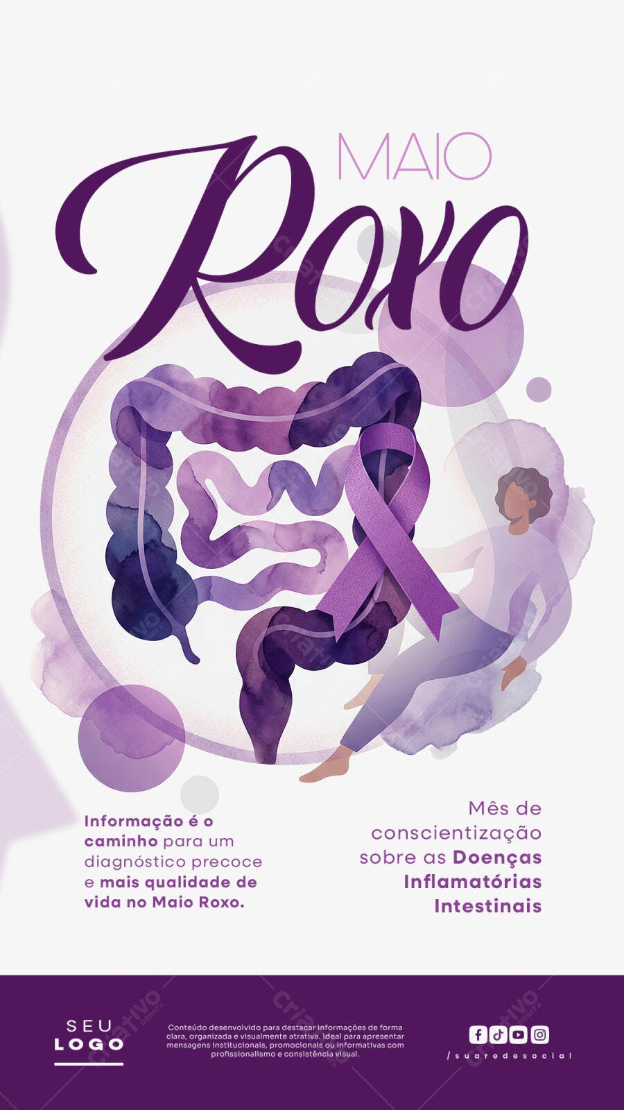 Post Instagram Maio Roxo Conscientização Saúde PSD Editável