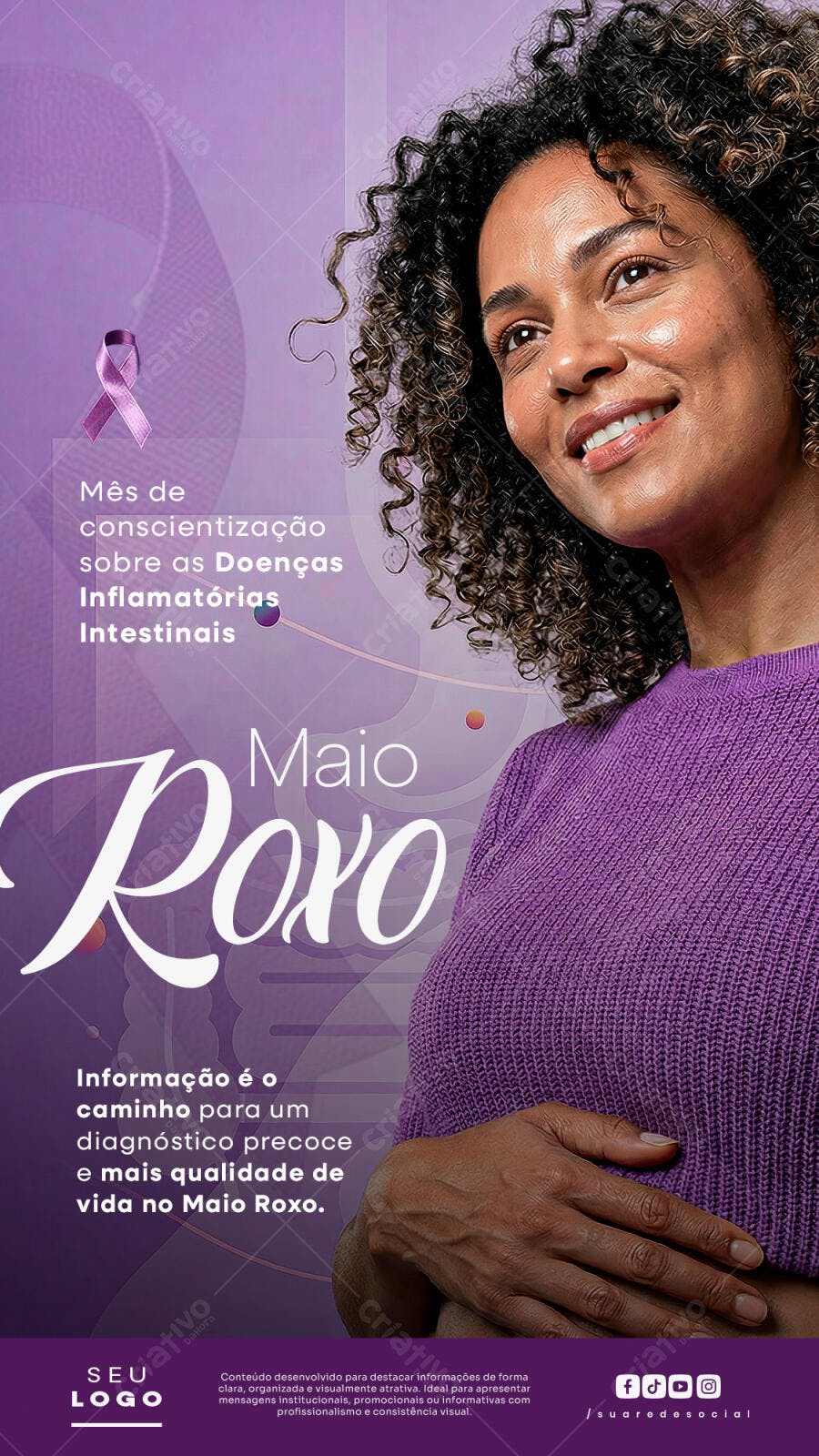 Story Instagram Maio Roxo Conscientização Saúde PSD Editável