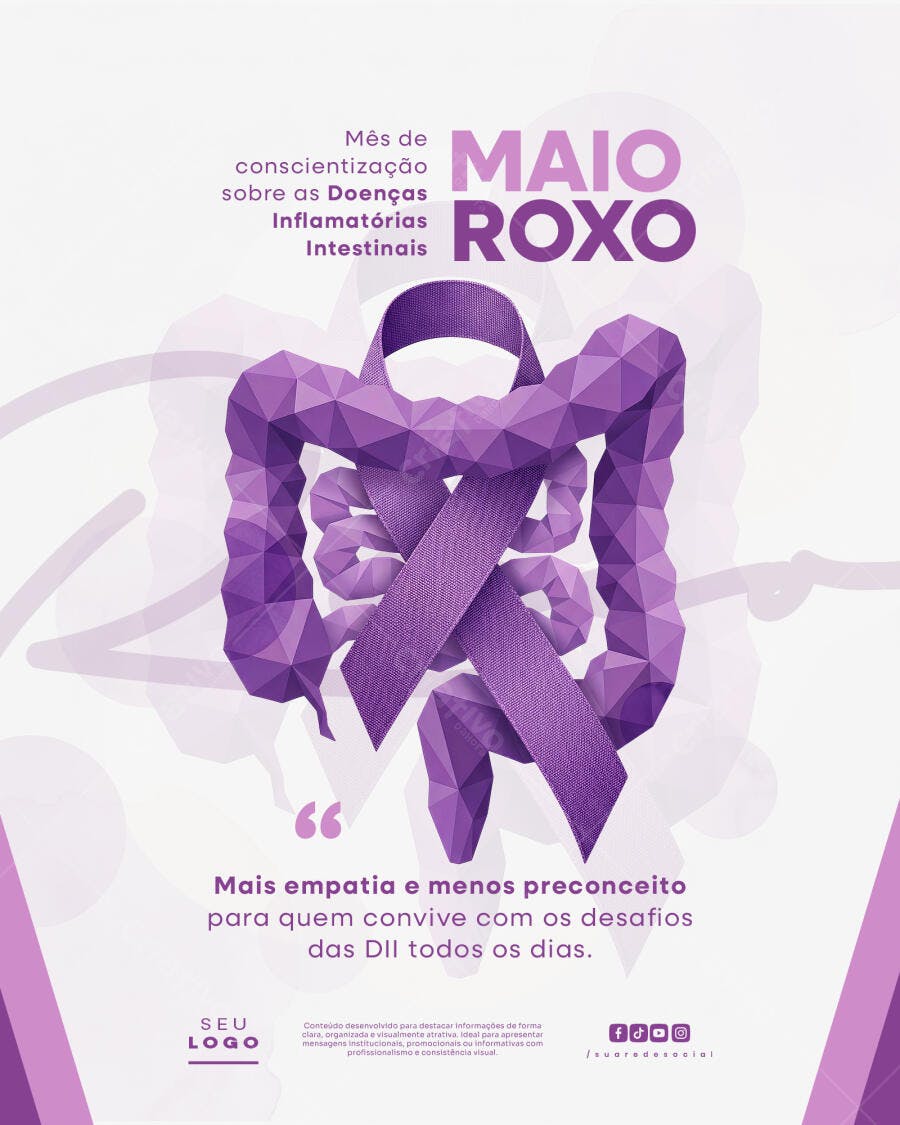 Post Instagram Maio Roxo Conscientização DII PSD Editável