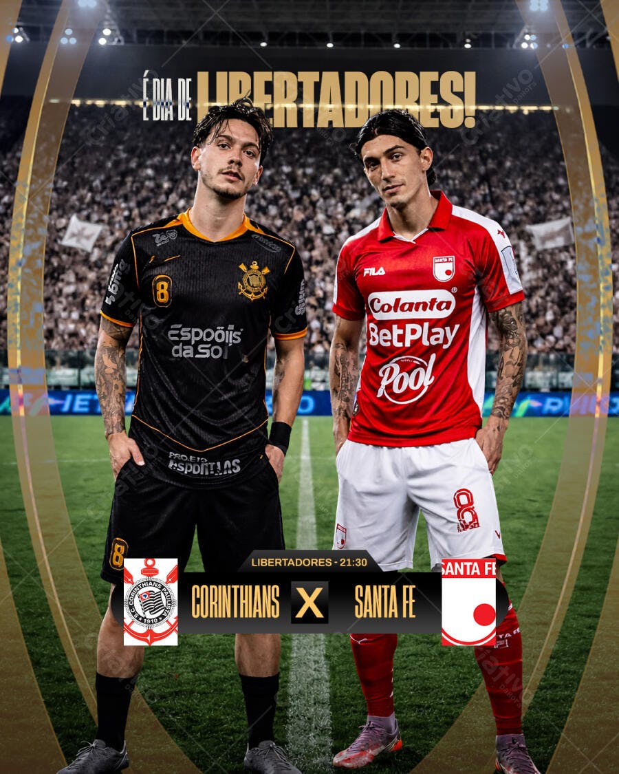 Post Instagram Libertadores Corinthians Santa Fé PSD Editável