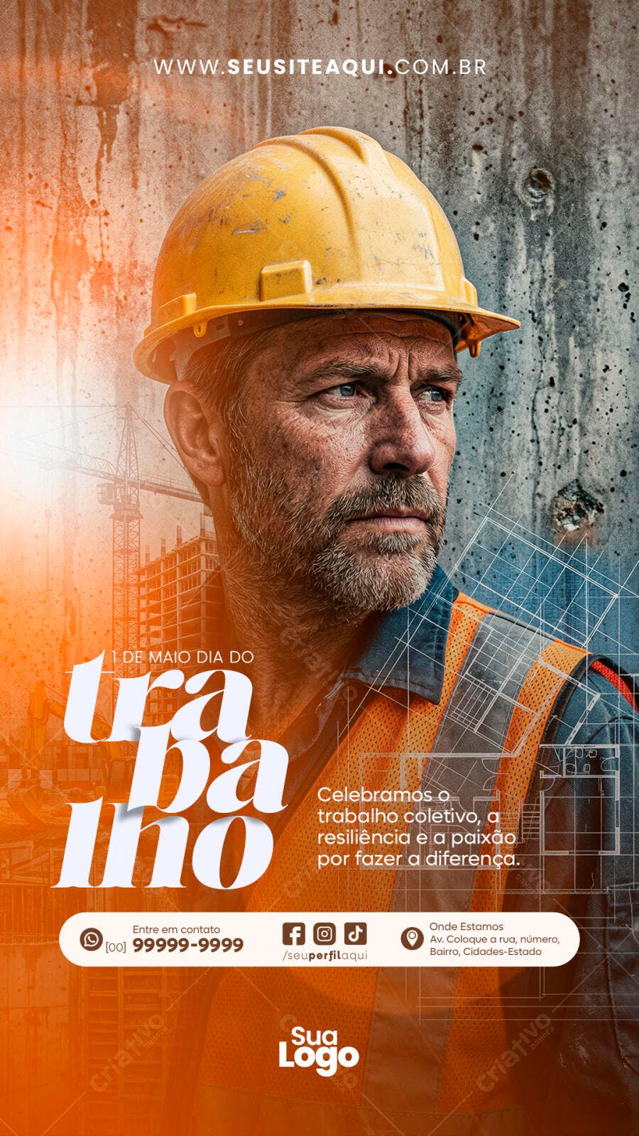 Story Dia do Trabalho 1 de Maio Construção PSD Editável
