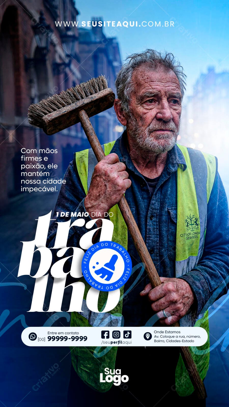Post Dia do Trabalho 1 de Maio PSD Editável