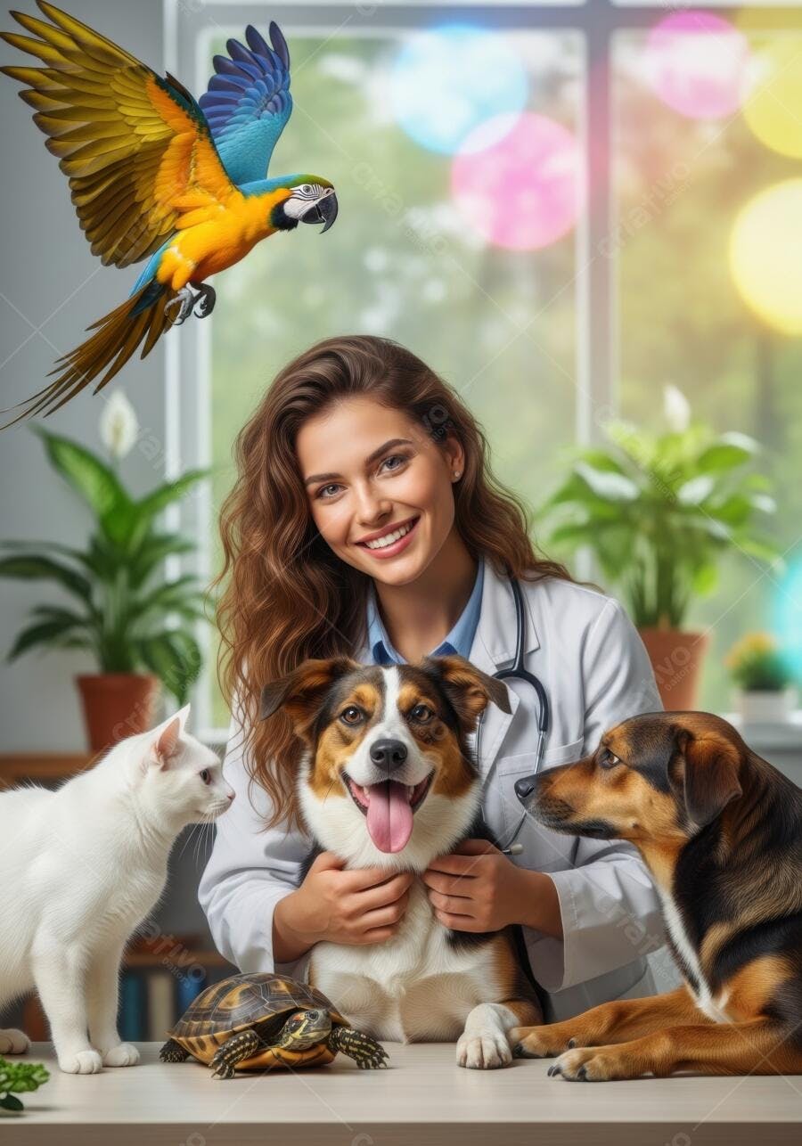 Foto Veterinária Sorrindo Animais de Estimação Clínica Pet Shop